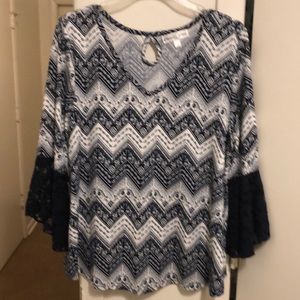 Navy blue and white tunic.